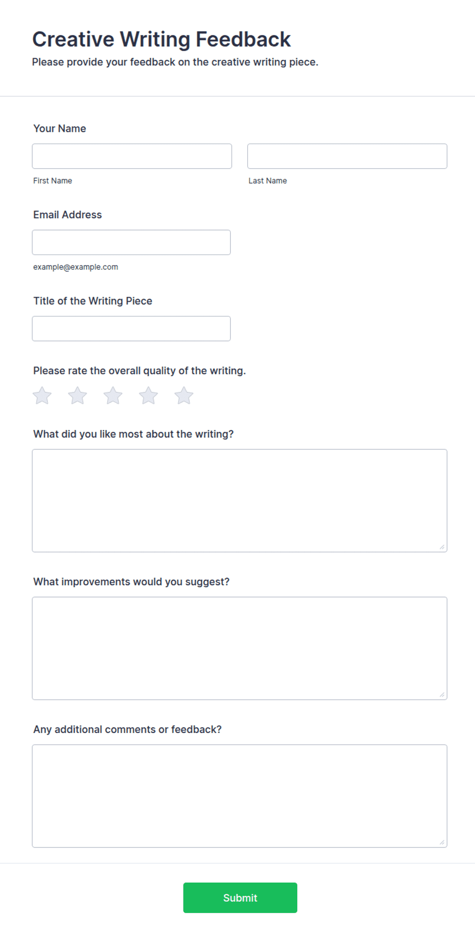 Creative Writing Feedback Form | Jotform