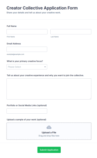 Creator Collective Application Form Template