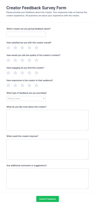 Creator Feedback Survey Form Template