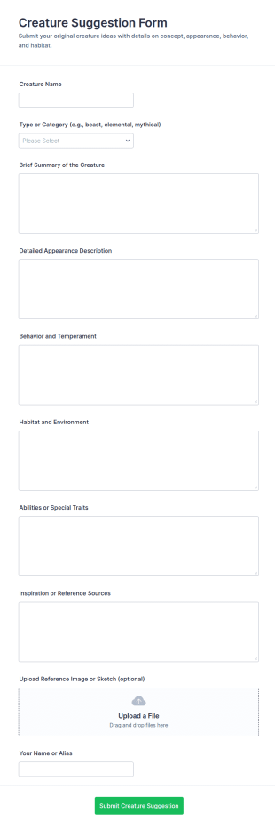 Creature Suggestion Form Template