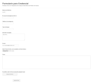 Credencial Form Template