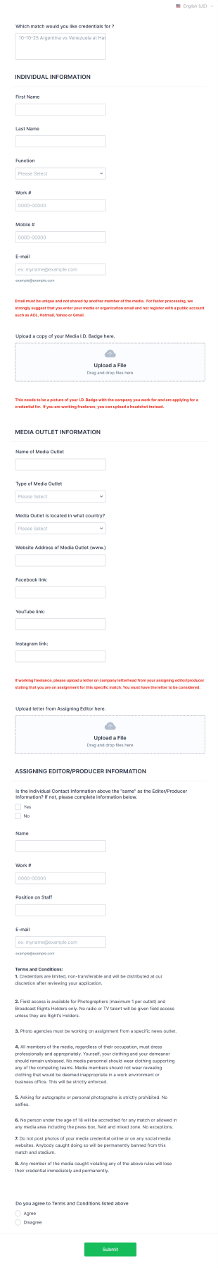 Credential Application Form Template
