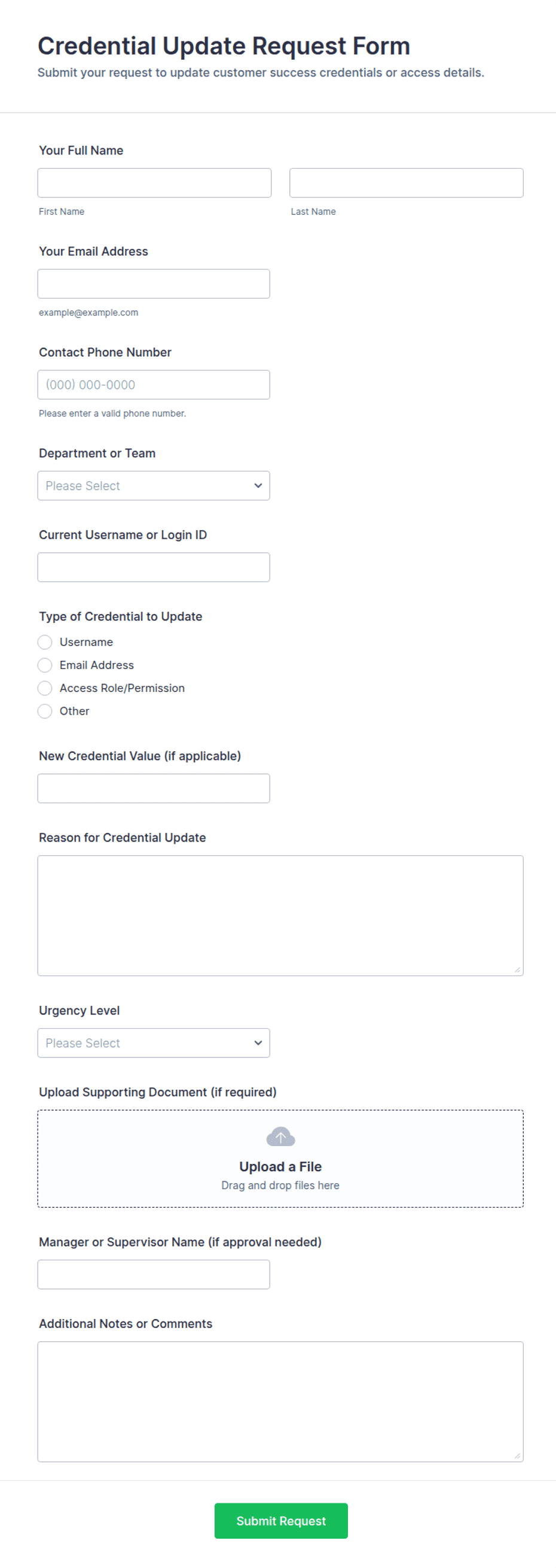 Credential Update Request Form Template | Jotform