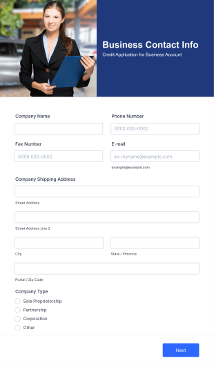 Credit Application For Business Account Form Template