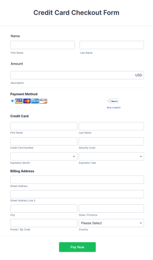 Credit Card Checkout Form Template