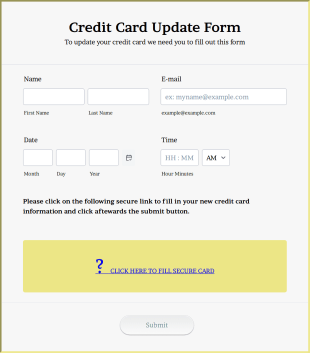 Credit Card Update Form Template