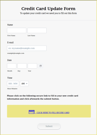 Credit Card Update Form Template
