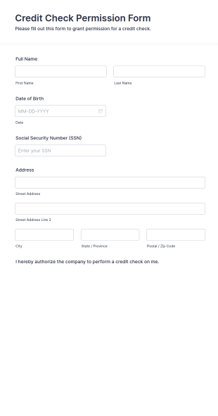 Credit Check Permission Form Template