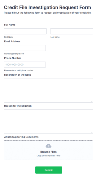 Credit File Investigation Request Form Template