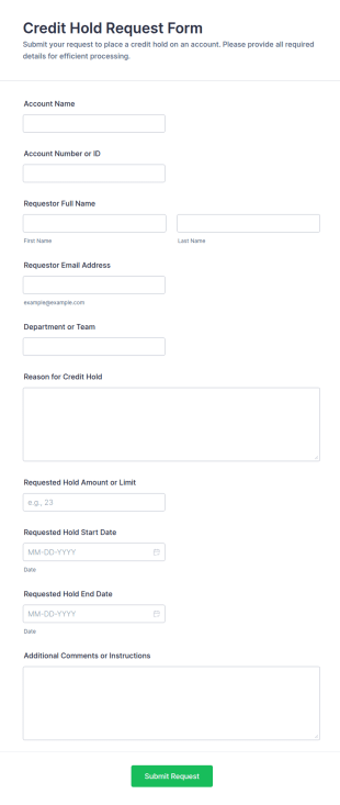 Credit Hold Request Form Template