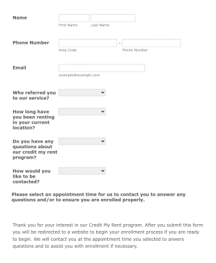 Credit My Rent  Form Template
