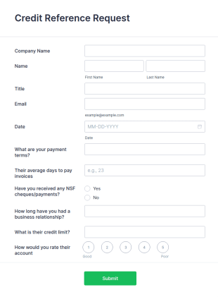 Credit Reference Request Form Template