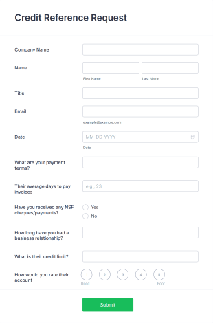 Credit Reference Request Form Template