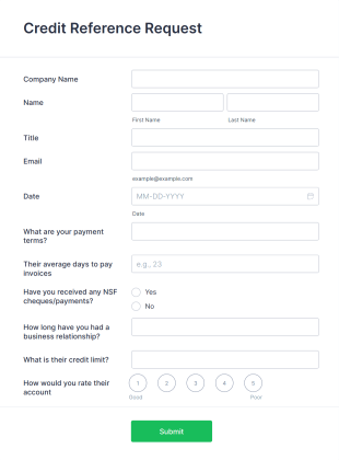Credit Reference Request Form Template