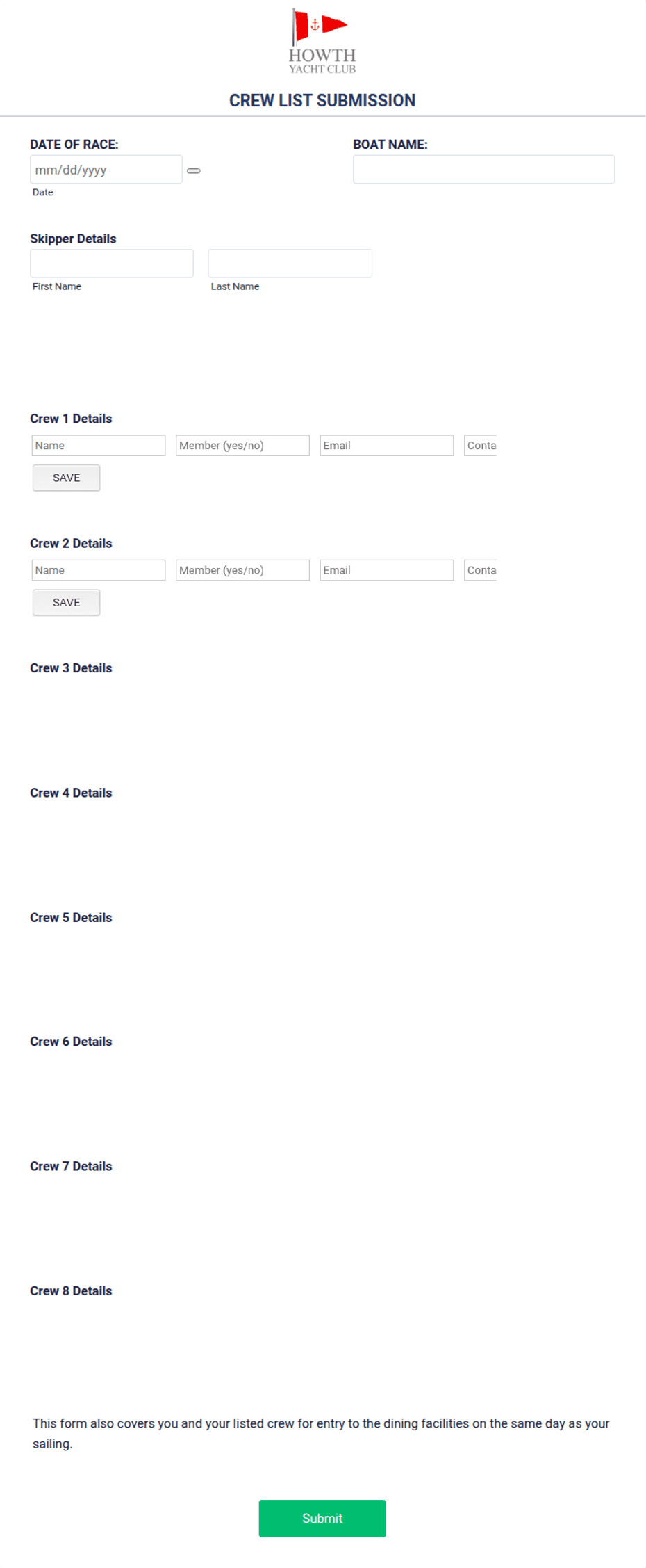 Crew List Submission Form Template | Jotform