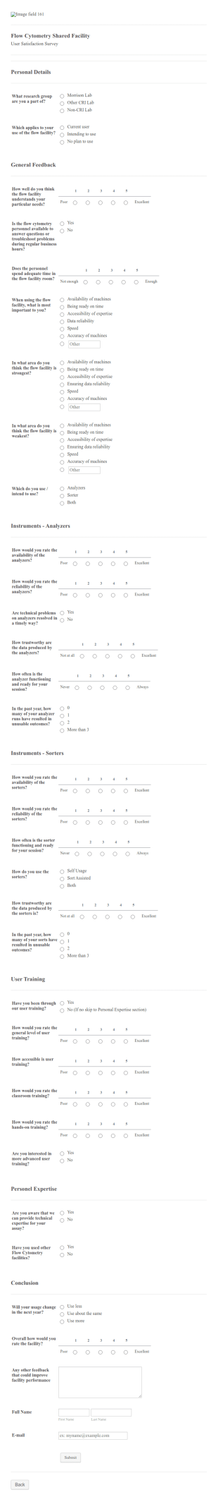 Cri Flow Cytometry Shared Facility User Satisfaction Survey Form Template