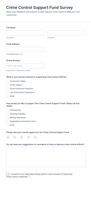 Crime Control Support Fund Survey Form Template