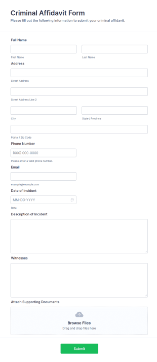 Criminal Affidavit Form Template