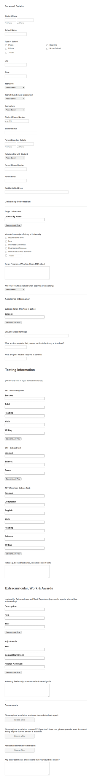 School Admission Form Template