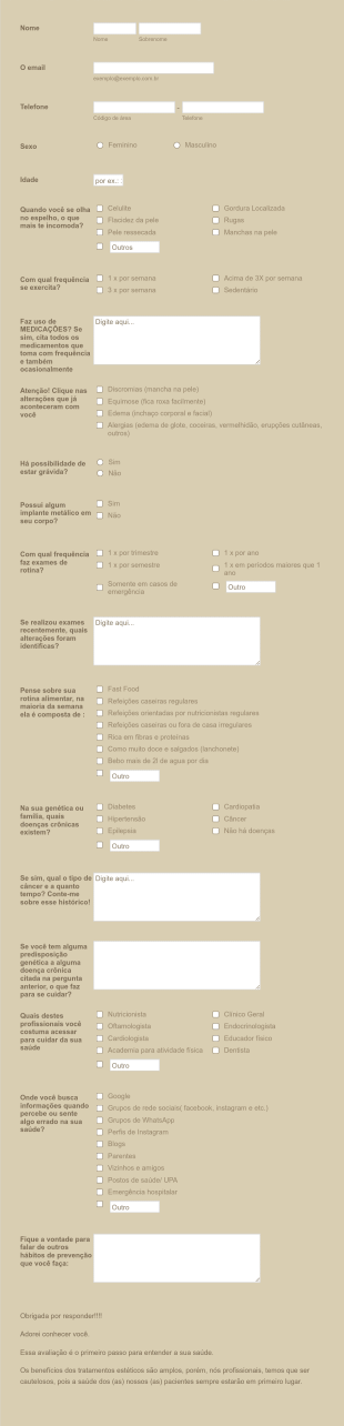 Criofrequencia Avaliação Inicial Form Template