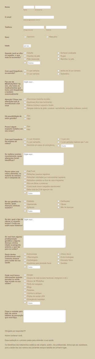 Criofrequencia Avaliação Inicial