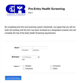CRIPCS Health Screening Form Template