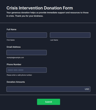 Crisis Intervention Donation Form Template