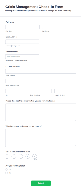 Crisis Management Check In Form Template