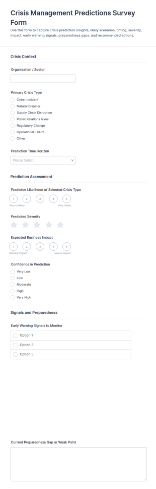 Crisis Management Predictions Survey Form Template