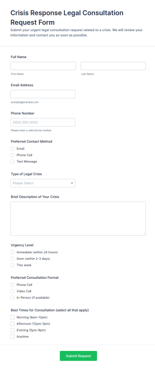 Crisis Response Legal Consultation Request Form Template