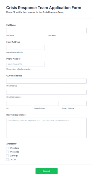 Crisis Response Team Application Form Template