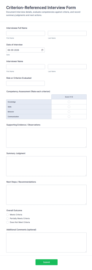 Criterion Referenced Interview Form Template