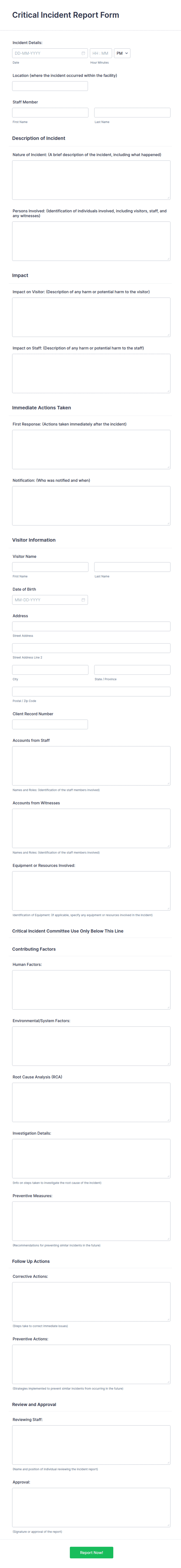 Critical Incident Report Form Template | Jotform