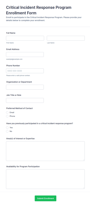 Critical Incident Response Program Enrollment Form Template