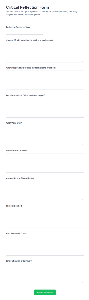 Critical Reflection Form Template