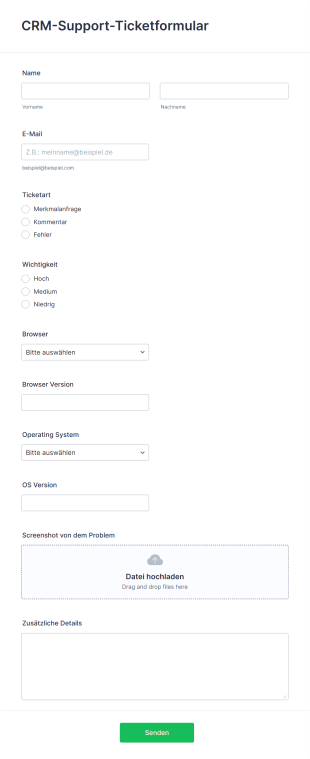 CRM Support Ticketformular Form Template