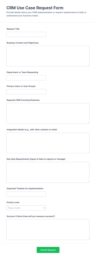 CRM Use Case Request Form Template