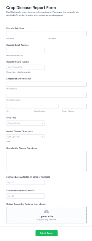 Crop Disease Report Form Template