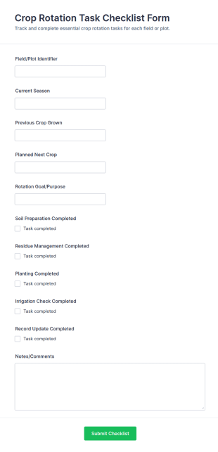 Crop Rotation Task Checklist Form Template