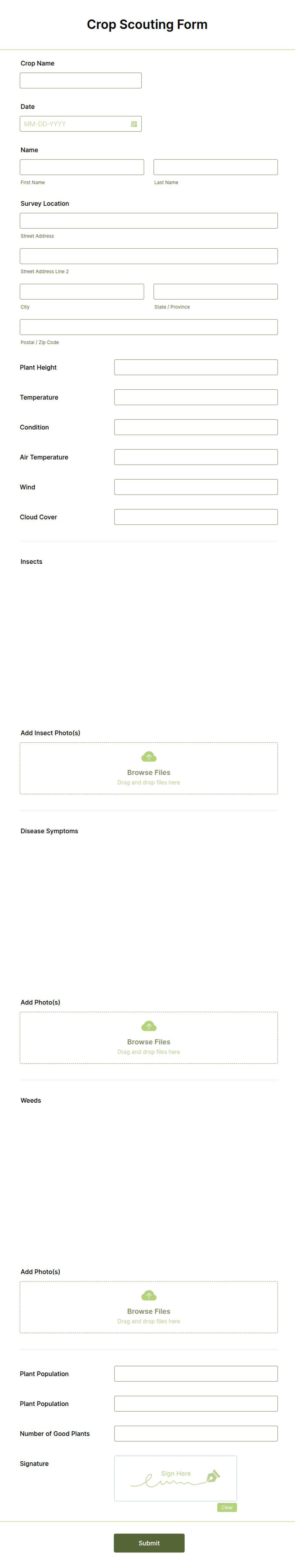 Crop Scouting Report Form Template | Jotform