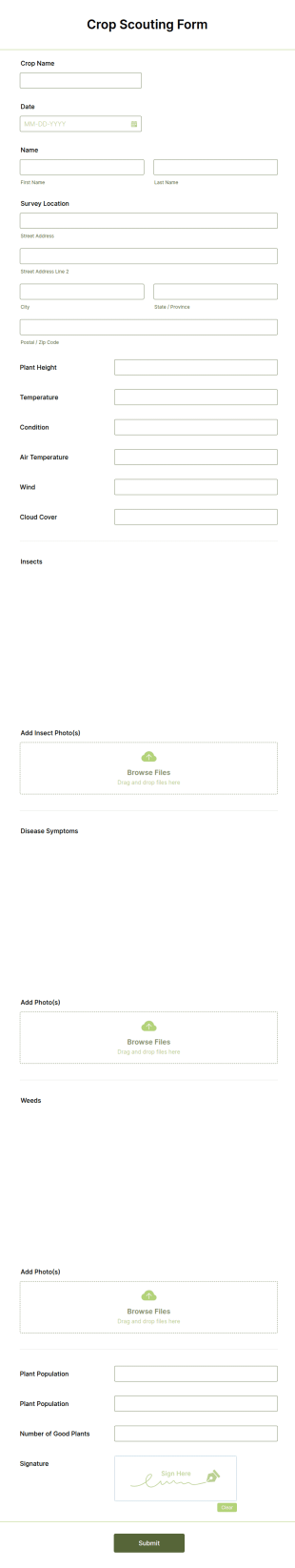 Crop Scouting Report Form Template