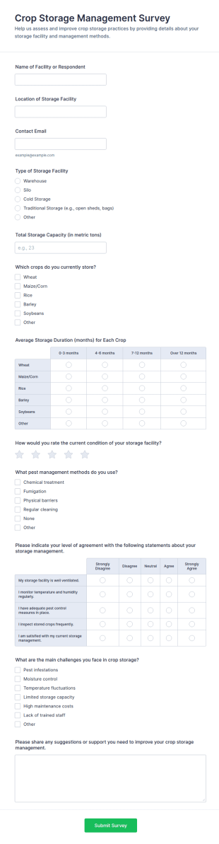 Crop Storage Management Survey Form Template
