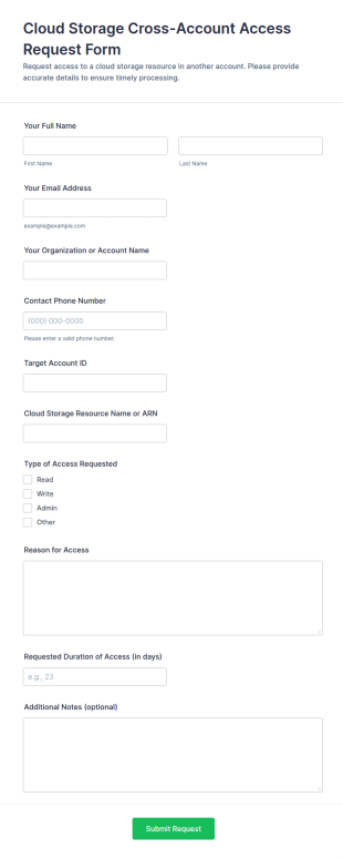 Cross Account Cloud Storage Access Request Form Template