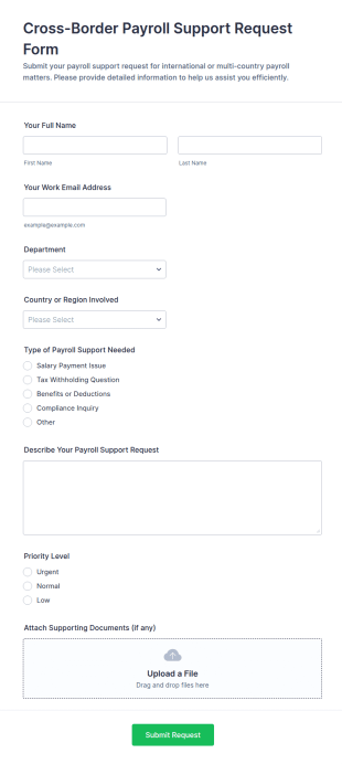 Cross Border Payroll Support Request Form Template