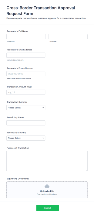 Cross Border Transaction Approval Request Form Form Template