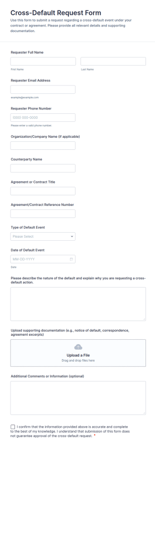 Cross Default Request Form Template