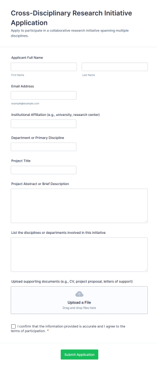 Cross Disciplinary Research Initiative Application Form Template