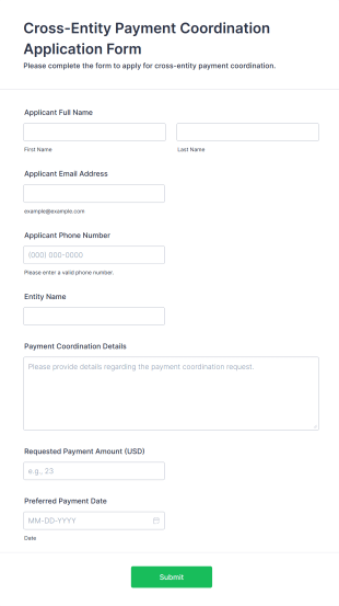 Cross Entity Payment Coordination Application Form Template