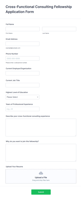 Cross Functional Consulting Fellowship Application Form Template