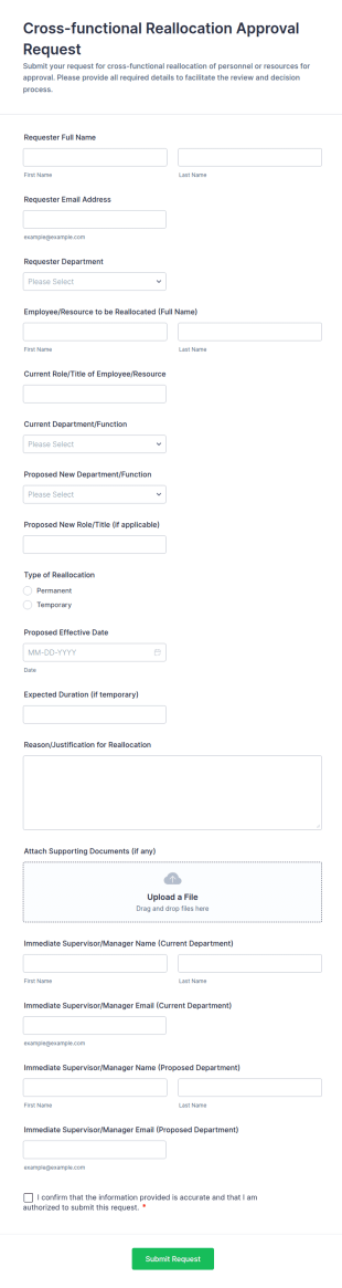 Cross Functional Reallocation Approval Request Form Template